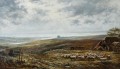 Weite Landschaft mit Schafsherde unter bewolktem Himmel Enrico Coleman genre